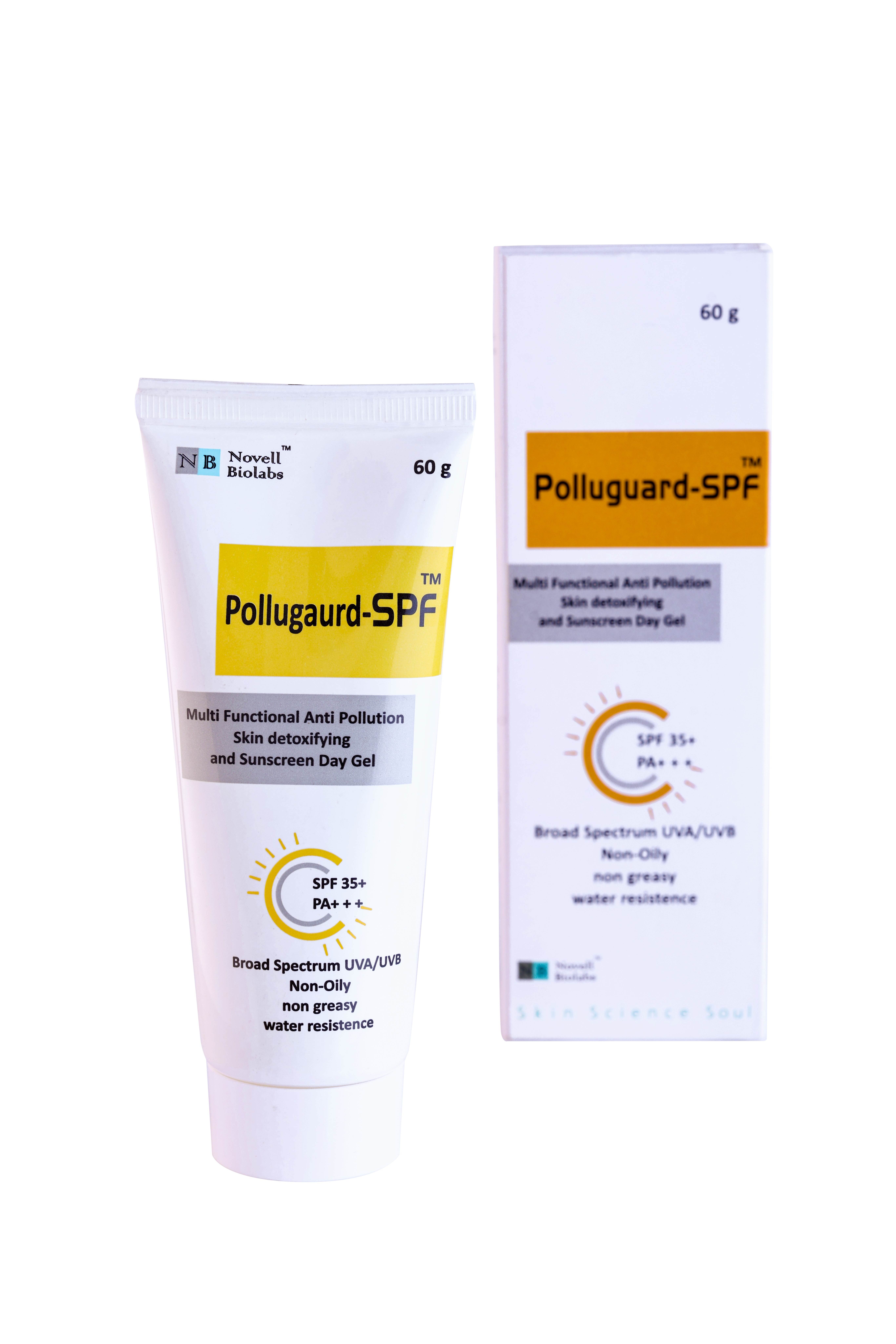 Polluguard-SPF Day Gel 60g with outer box – Anti-pollution sunscreen by Novell Biolabs